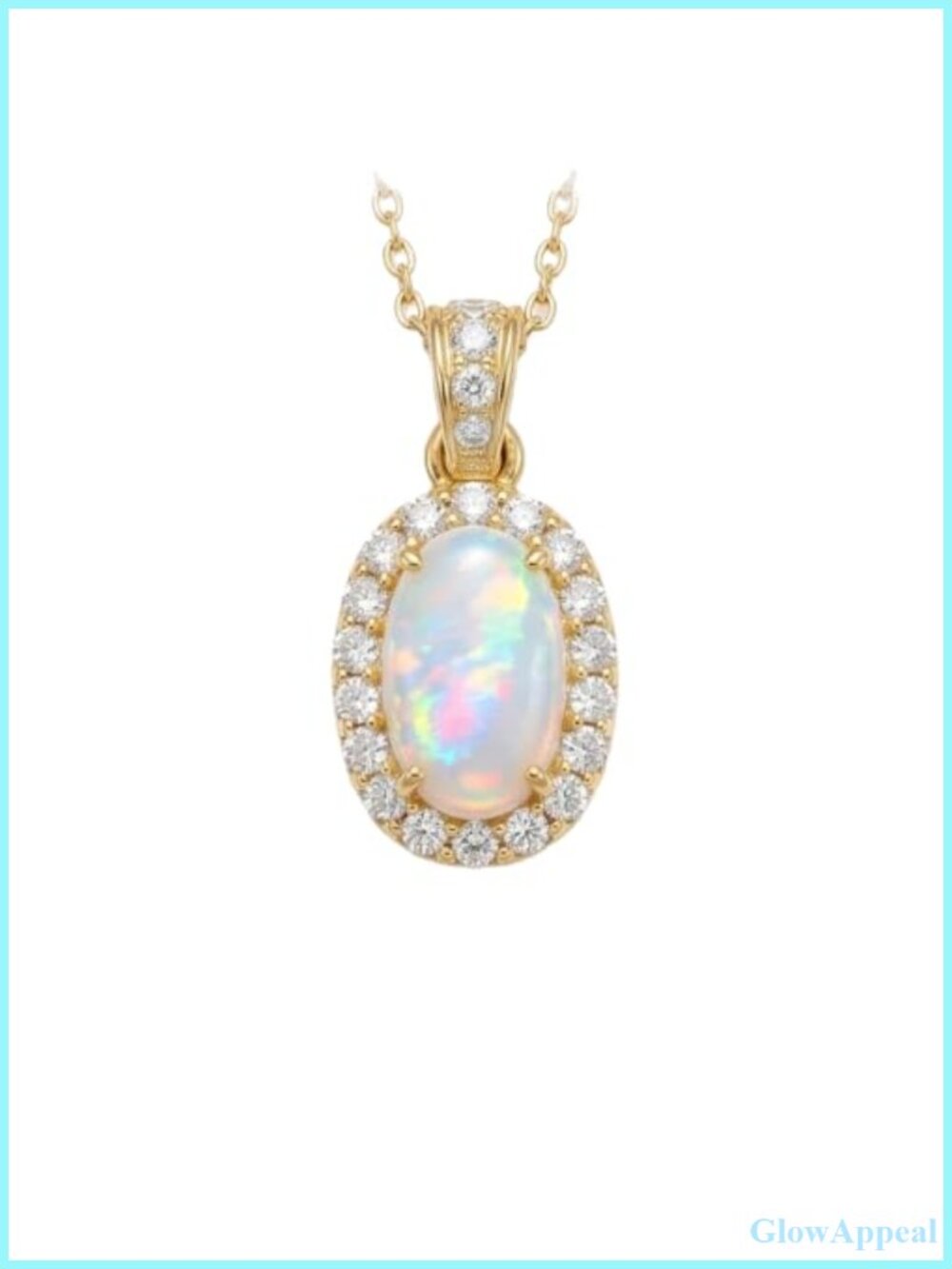 Sterling Silver Opal Pendant Necklace 14K Gold-Plated Adjustable Chain